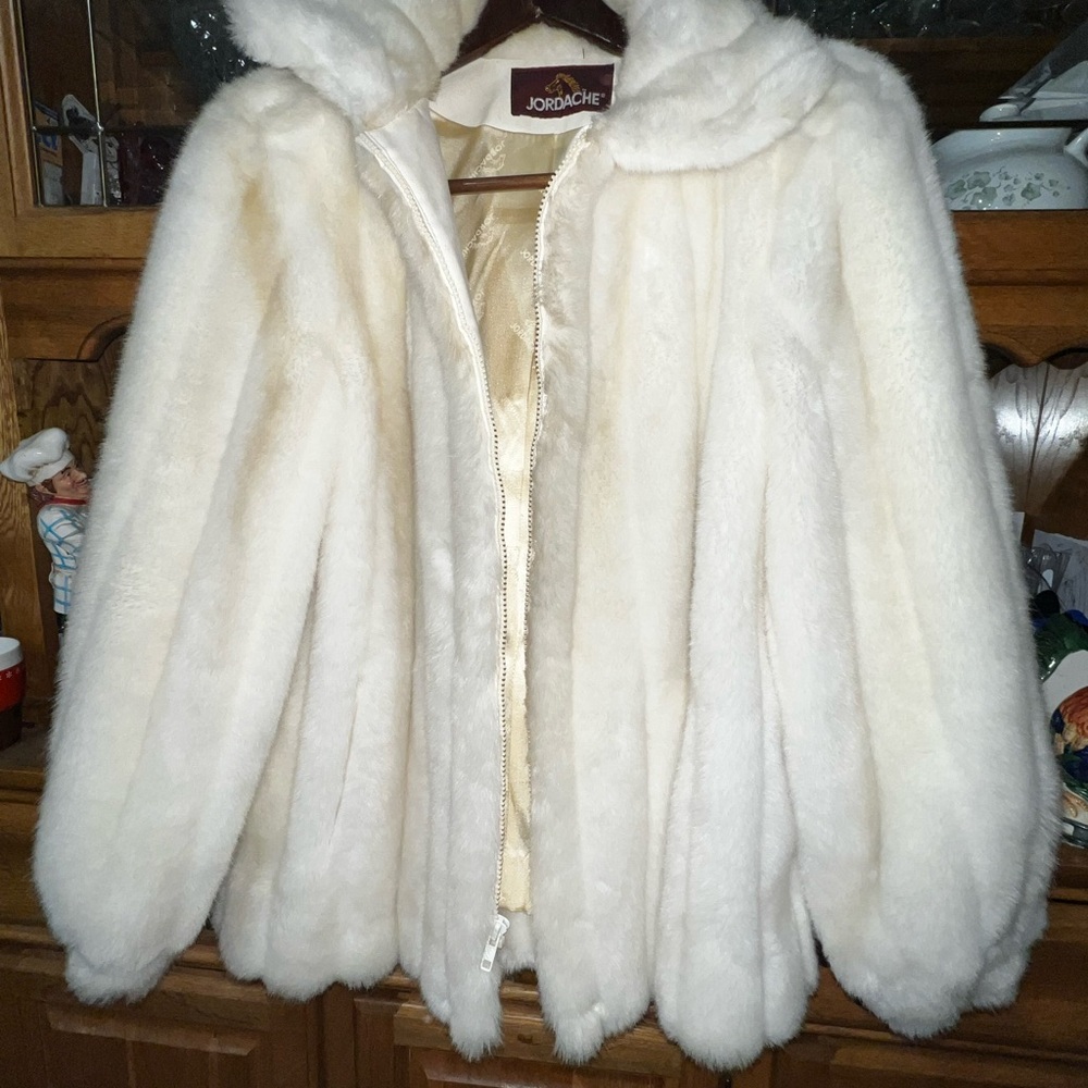 Jordache Cream Faux Fur Coat